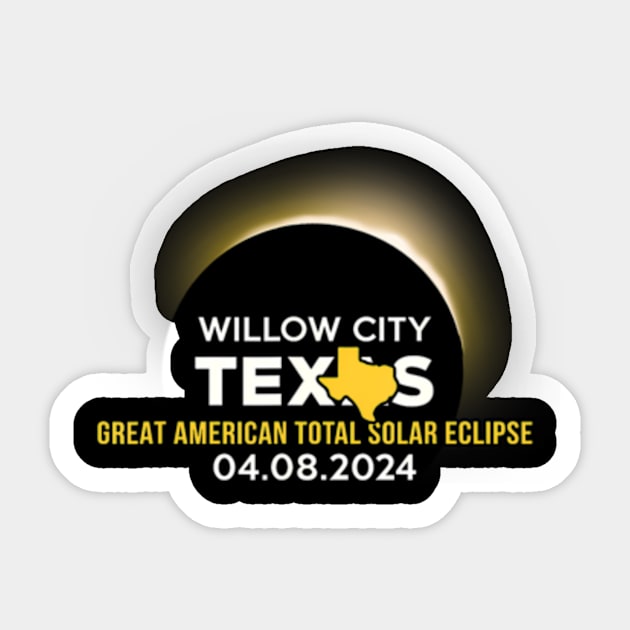 Willow City Tx Texas Total Solar Eclipse 2024 Sticker by Diana-Arts-C